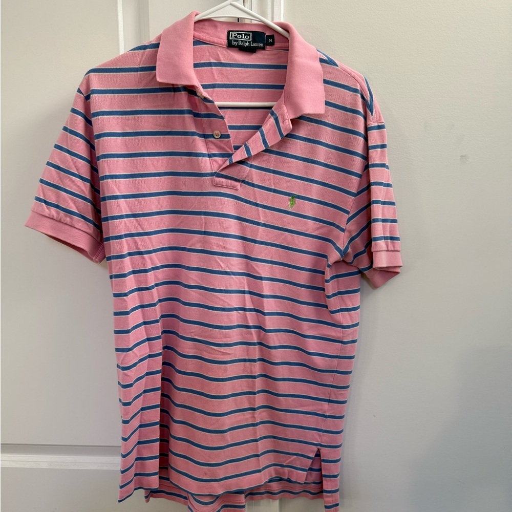 Ralph Lauren Pink and Blue Striped Polo Shirt